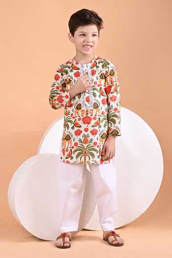 THE COTTON STAPLE Camel Print Kurta Set 