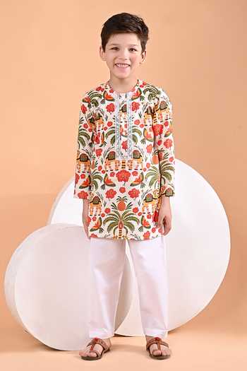 Buy_THE COTTON STAPLE_Multi Color Cotton Camel Print Kurta Set _Online_at_Aza_Fashions