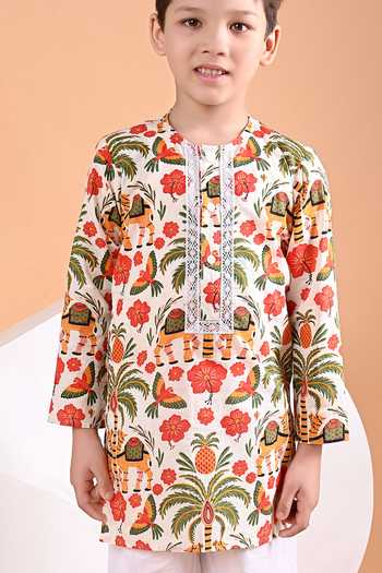 Shop_THE COTTON STAPLE_Multi Color Cotton Camel Print Kurta Set _Online_at_Aza_Fashions
