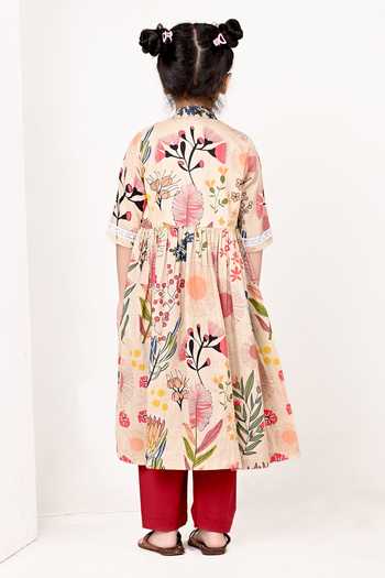 THE COTTON STAPLE Talc Floral Print Kurta Set 