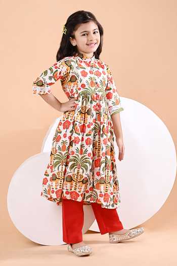 Buy_THE COTTON STAPLE_Multi Color Cotton Eagle Multicolor Print Kurta Set _Online_at_Aza_Fashions