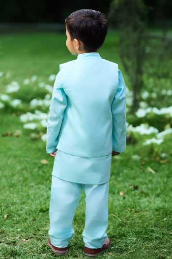 FAYON KIDS Gota Embroidered Bundi & Kurta Set