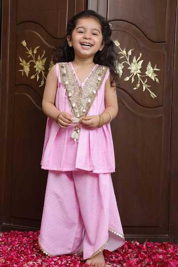 FAYON KIDS Bandhej Print Kurta & Sharara Set 