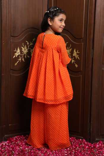 FAYON KIDS Bandhej Print Kurta & Sharara Set 