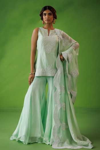 Kisakshi Jaipur Dori Embroidered Kurta Sharara Set 