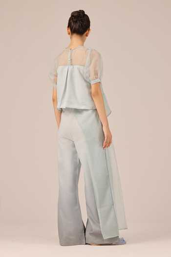 OurDve Blum Jelly Organza Linen Top & Pant Set 