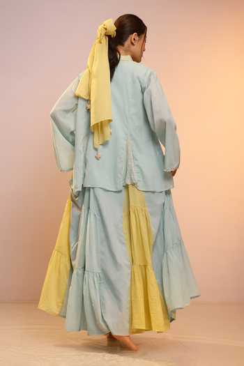 OurDve Blush Pearl Cotton Dress & Jacket Set 