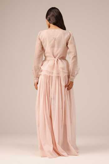 OurDve Flora Organza Linen Dress & Jacket Set 