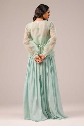 OurDve Flora Organza Linen Dress & Jacket Set 