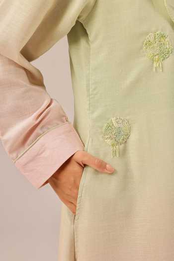 Shop_OurDve_Pink Linen Ocean Dusk Jacket _Online_at_Aza_Fashions