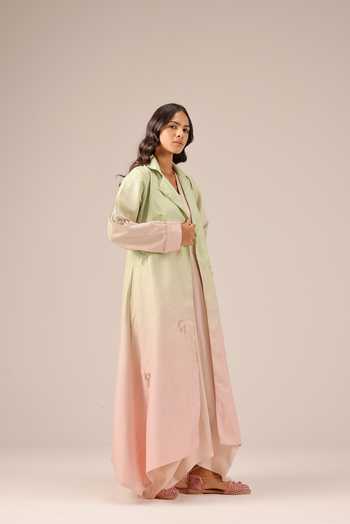 OurDve_Pink Linen Ocean Dusk Jacket _at_Aza_Fashions