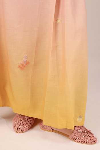 Shop_OurDve_Pink Linen V-neck Berry Breeze Pleated Top And Skirt Set _Online_at_Aza_Fashions