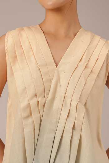 Buy_OurDve_Ivory Linen V-neck Berry Breeze Top And Skirt Set 