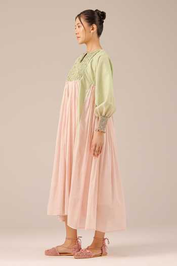 Shop_OurDve_Pink Linen Round , Keyhole Beach Babe Dress _Online_at_Aza_Fashions