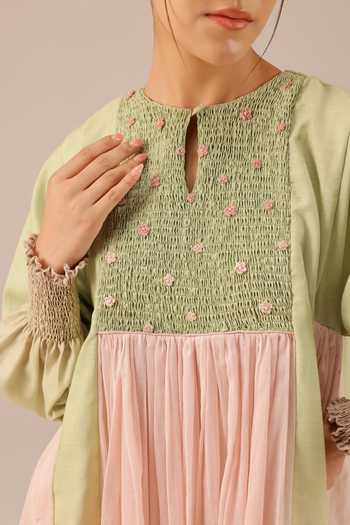 OurDve_Pink Linen Round , Keyhole Beach Babe Dress _at_Aza_Fashions
