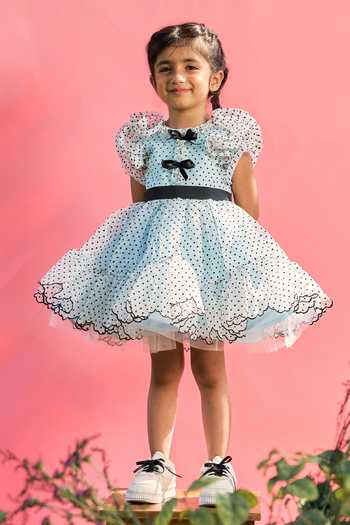 Pnk Isha Arora (Pink) Flocking Dots & Bows Dress 