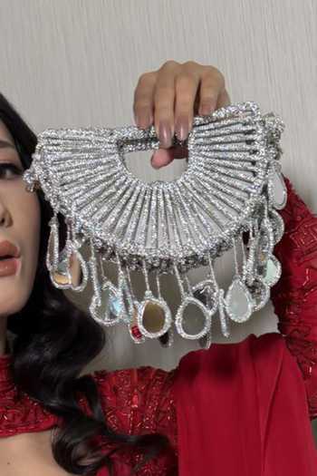 FOREVER NOOR_Silver Celeste Halo Bag _Online_at_Aza_Fashions