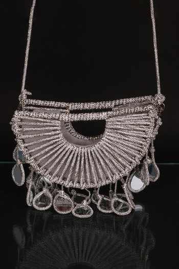 Buy_FOREVER NOOR_Silver Celeste Halo Bag _Online_at_Aza_Fashions