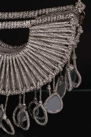 FOREVER NOOR_Silver Celeste Halo Bag _at_Aza_Fashions