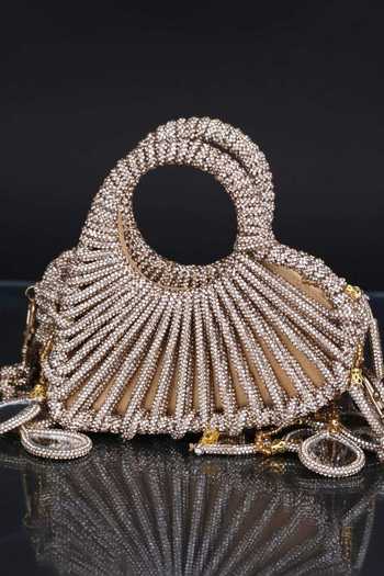 Buy_FOREVER NOOR_Gold Lumi Knot Mini Mirror Bag _Online_at_Aza_Fashions