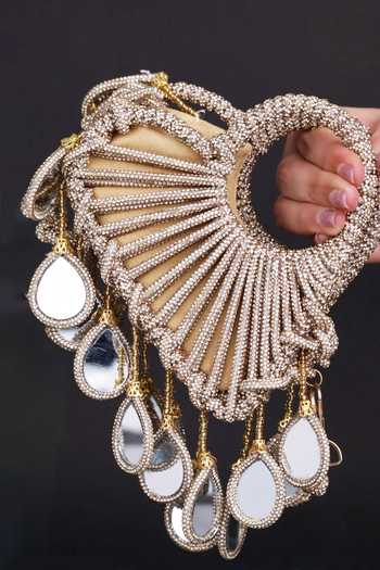 Buy_FOREVER NOOR_Gold Lumi Knot Mini Mirror Bag 