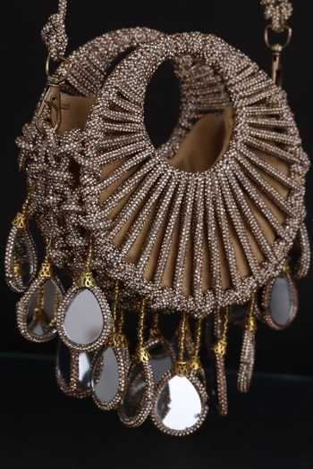 FOREVER NOOR Gold Gilded Halo Embellished Bag Online at Aza Fashions FOREVER NOOR_Gold Gilded Halo Embellished Bag _Online_at_Aza_Fashions