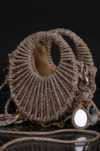 Buy FOREVER NOOR Gold Gilded Halo Embellished Bag Buy_FOREVER NOOR_Gold Gilded Halo Embellished Bag