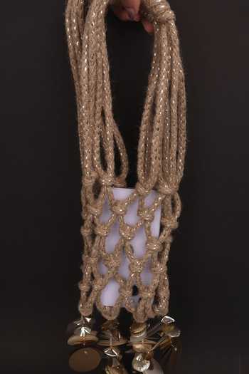 Shop FOREVER NOOR Beige Gilded Prism Phone Jute Bag Online at Aza Fashions Shop_FOREVER NOOR_Beige Gilded Prism Phone Jute Bag _Online_at_Aza_Fashions