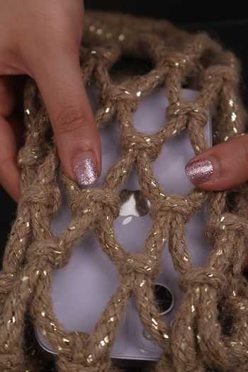Buy FOREVER NOOR Beige Gilded Prism Phone Jute Bag Buy_FOREVER NOOR_Beige Gilded Prism Phone Jute Bag
