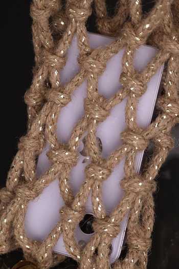 Shop FOREVER NOOR Beige Gilded Prism Phone Jute Bag Shop_FOREVER NOOR_Beige Gilded Prism Phone Jute Bag