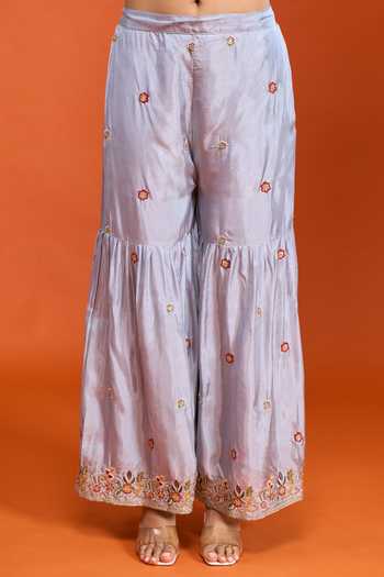 Buy Samyukta Singhania Grey Tissue Round Neck Embroidered Kurta Set Online at Aza Fashions Buy_Samyukta Singhania_Grey Tissue Round Neck Embroidered Kurta Set _Online_at_Aza_Fashions