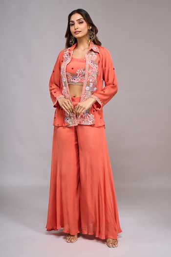 Samyukta Singhania Embroidered Jacket Palazzo Set 