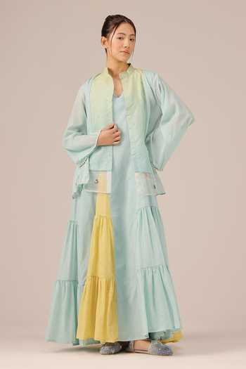 Shop_OurDve_Blue Mandarin Collar Blush Pearl Mul Jacket 