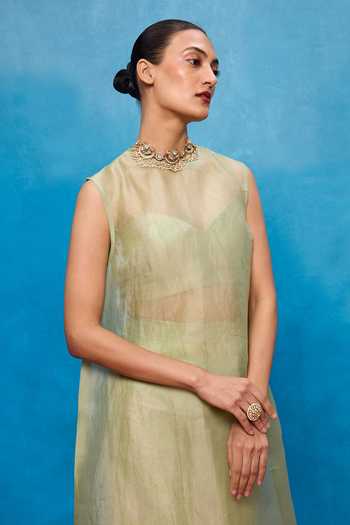 Buy Ekaya Banaras Green Silk High , Sweetheart Handwoven Banarasi Kurta And Pant Set Online at Aza Fashions Buy_Ekaya Banaras_Green Silk High , Sweetheart Handwoven Banarasi Kurta And Pant Set _Online_at_Aza_Fashions