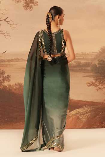 Kiran Kalsi Embroidered Saree & Blouse Set 