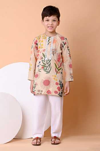 THE COTTON STAPLE Oat Print Cotton Kurta & Pant Set 