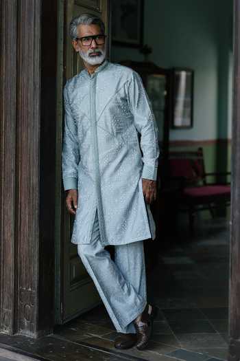 AMIT BEHKI Powder Blue Embroidered Kurta Set 