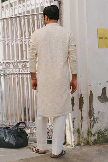 AMIT BEHKI Ivory Embroidered Kurta Set 