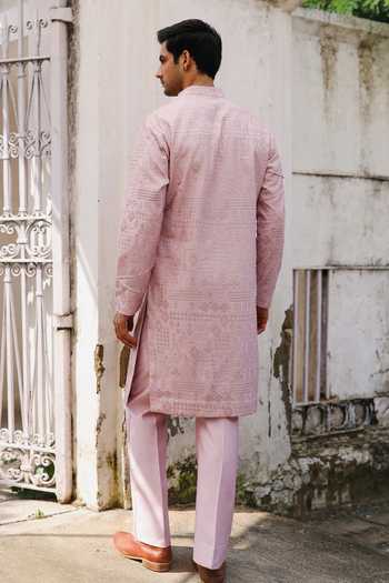 AMIT BEHKI Rose Gold Embroidered Kurta Set 
