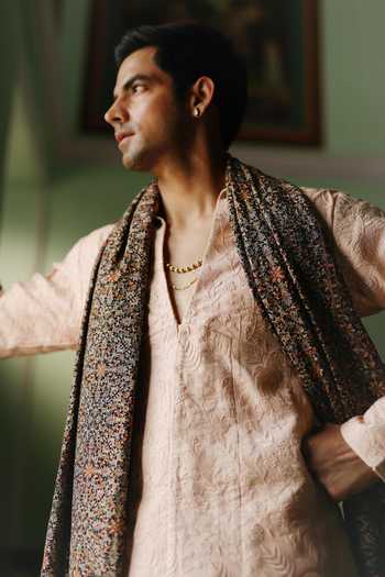 Shop AMIT BEHKI Brown Embroidered Stole Online at Aza Fashions Shop_AMIT BEHKI_Brown Embroidered Stole _Online_at_Aza_Fashions