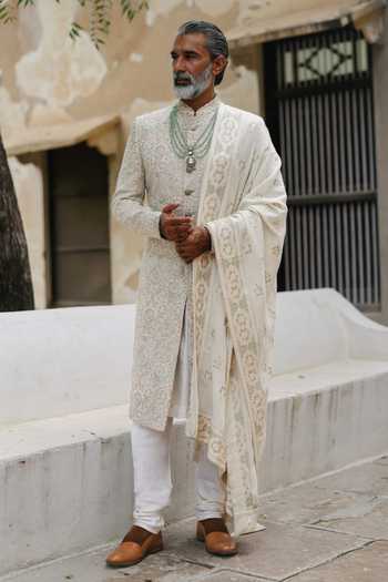 AMIT BEHKI Sage Embroidered Sherwani Set 