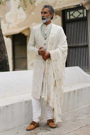 AMIT BEHKI Ivory Pashmina Shawl 