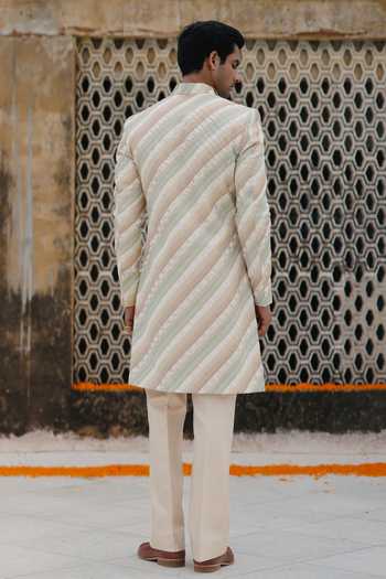 AMIT BEHKI Stripe Woven Sherwani Set 