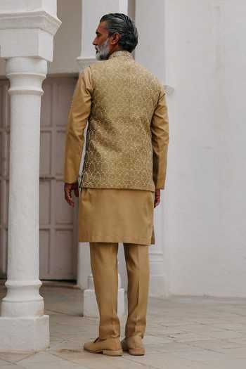 AMIT BEHKI Floral Woven Bundi & Kurta Set 