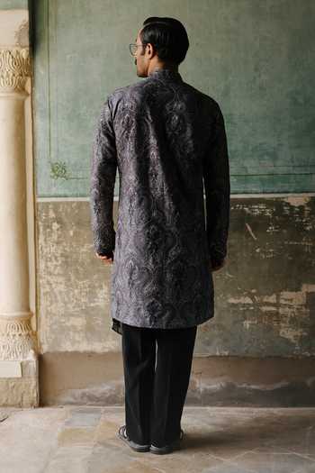 AMIT BEHKI Charcoal Embroidered Kurta Set 