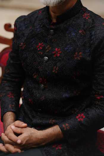 AMIT BEHKI Black Silk, Viscose Embroidered Kurta Set at Aza Fashions AMIT BEHKI_Black Silk, Viscose Embroidered Kurta Set _at_Aza_Fashions