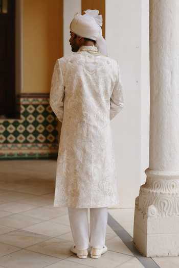 AMIT BEHKI Ivory Embroidered Sherwani Set 