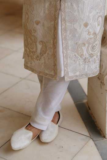 Buy_AMIT BEHKI_Ivory Silk, Viscose Embroidered Sherwani Set _Online_at_Aza_Fashions