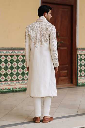AMIT BEHKI Ivory Embroidered Sherwani & Kurta Set 