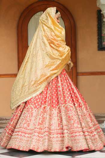 Amaltas Couture Raw Silk Bridal Lehenga Set 
